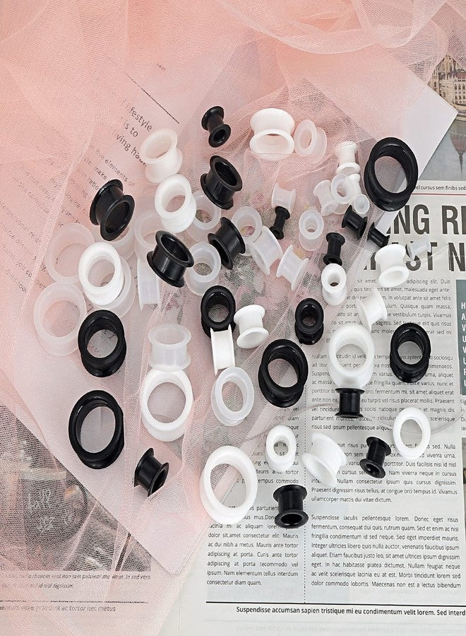 Qmcandy 3 Pairs Black White Clear Thick Silicone Tunnels Flexible Ear Skin Gauges for Ear 25mm - Image 5